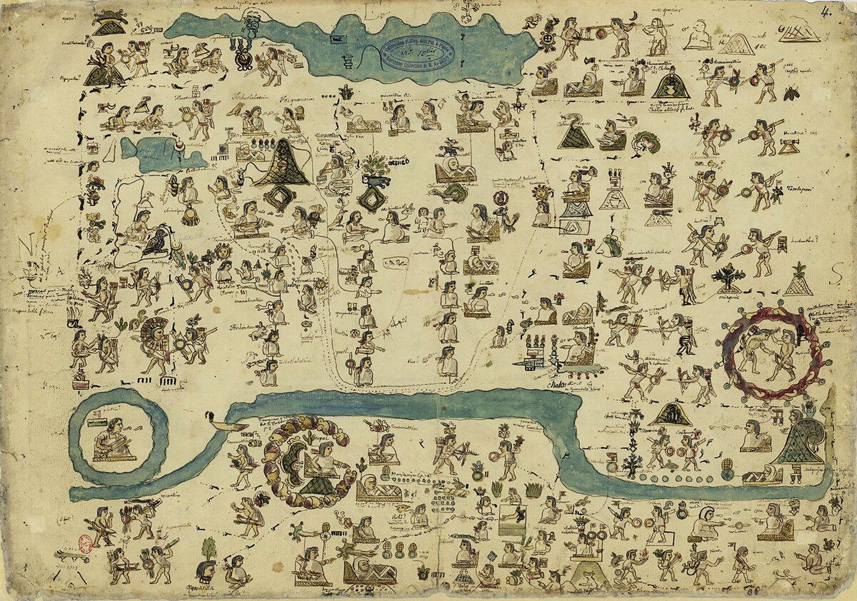 Histoire de la nation chichimèque, depuis l'empereur Amacui Xolotl jusqu'à Nezahualcoyotl (963-1428) d'après l'interprétation du chroniqueur don Fernando de Alva Ixtlilxochitl. Copie exécutée par León y Gama. Стр. 4.