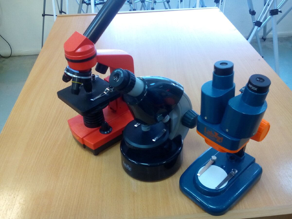 Три вида детских микроскопов.