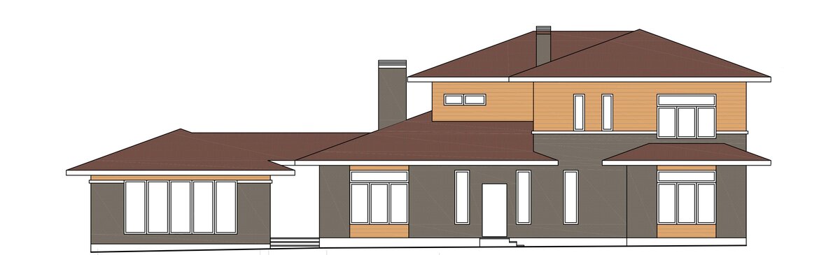 Фасад коттеджа «Дорф» ракурс №1 | ОлимпСтройСервис