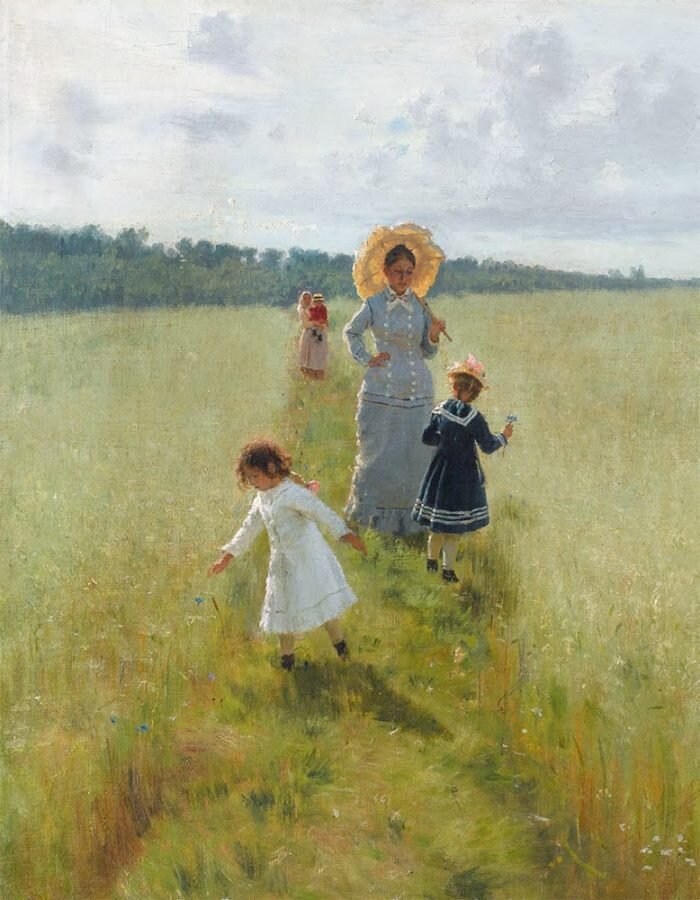 Илья Репин «На меже: Вера Репина с детьми идет по меже», 1879 © Государственная Третьяковская галерея