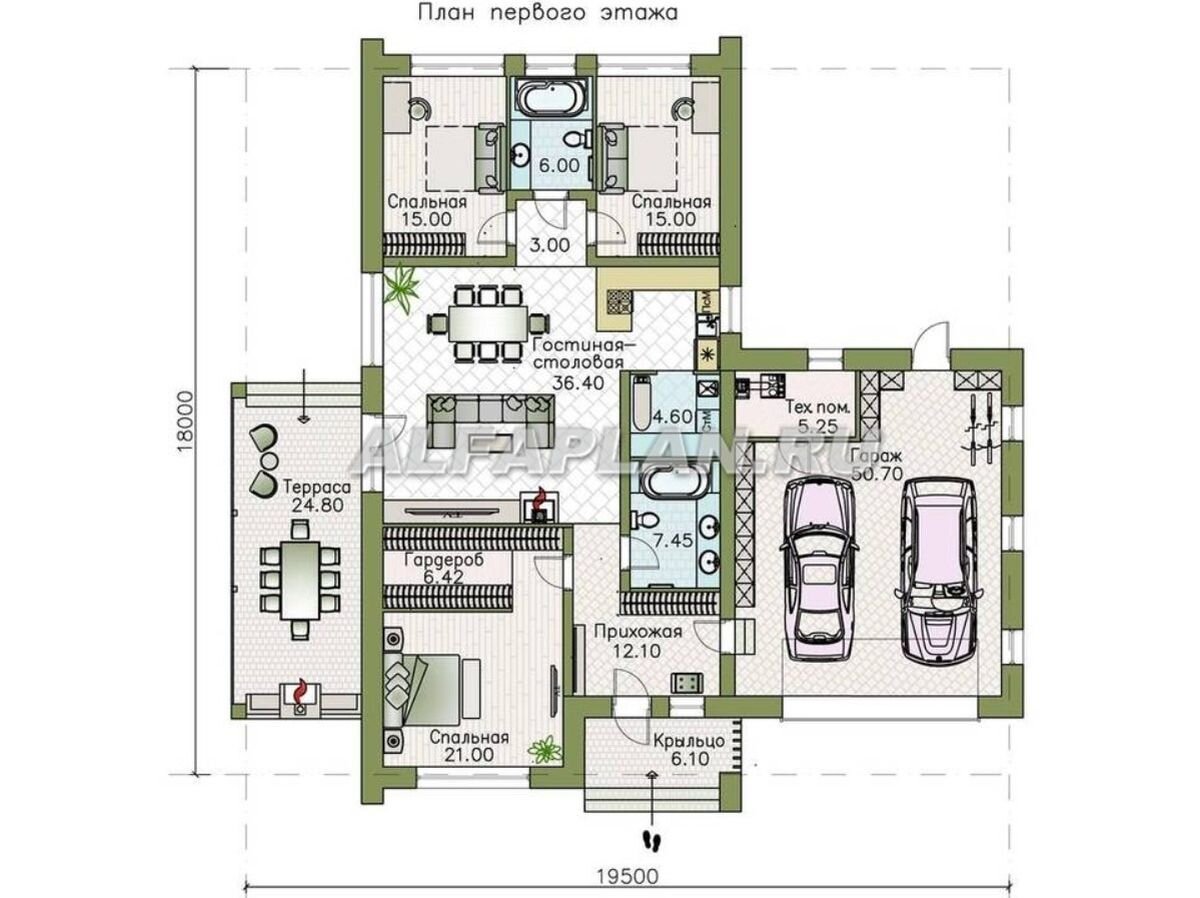 Планировка дома по проекту "Аркада" 645Е