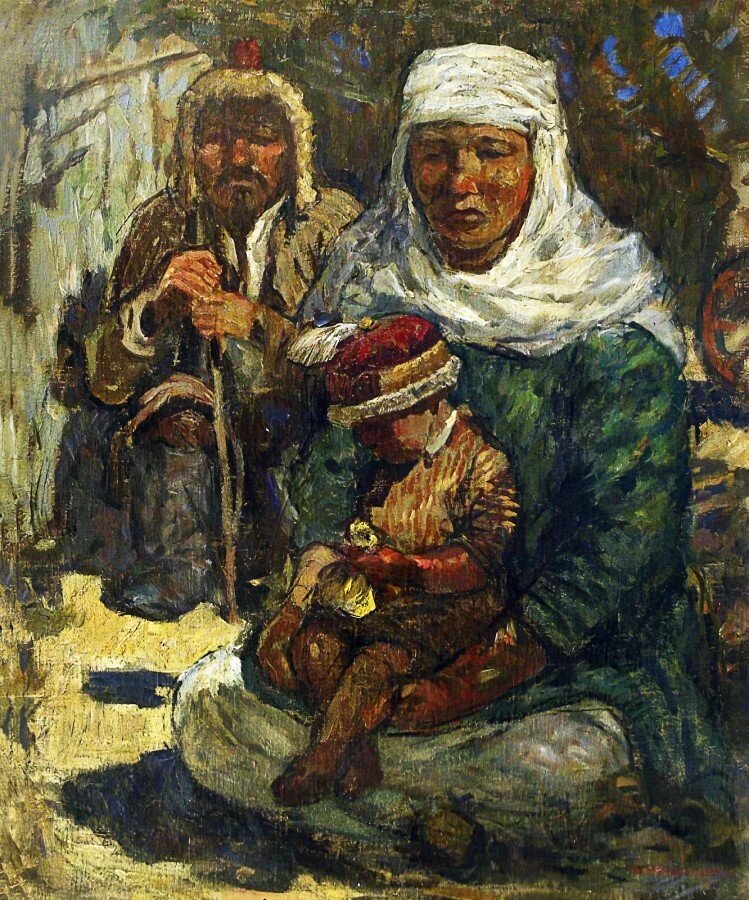 И. Чашников. "Среднеазиатская семья". Картина из серии "В Казахстане" 1925 года.