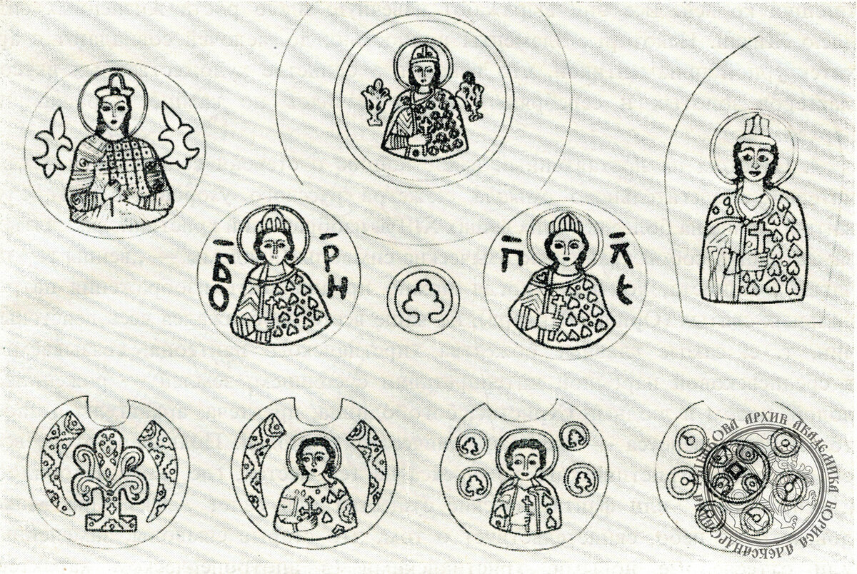 Изображения святых Бориса и Глеба на золотых колтах