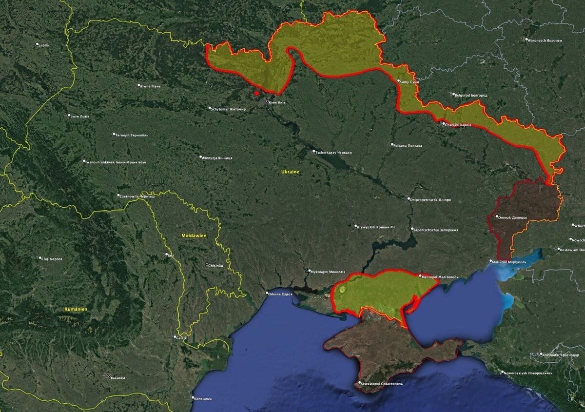 Карта продвижения российских сил на вечер 25.02.2022 г. Источник изображения: altyn73.livejournal.com/1472673.html