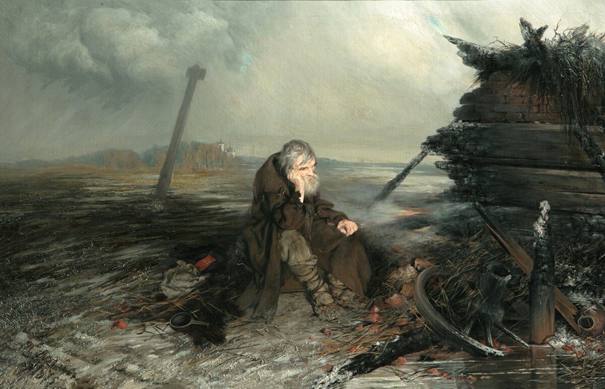 П. Ф. Яковлев. На пожарище, 1875. Третьяковская галерея 