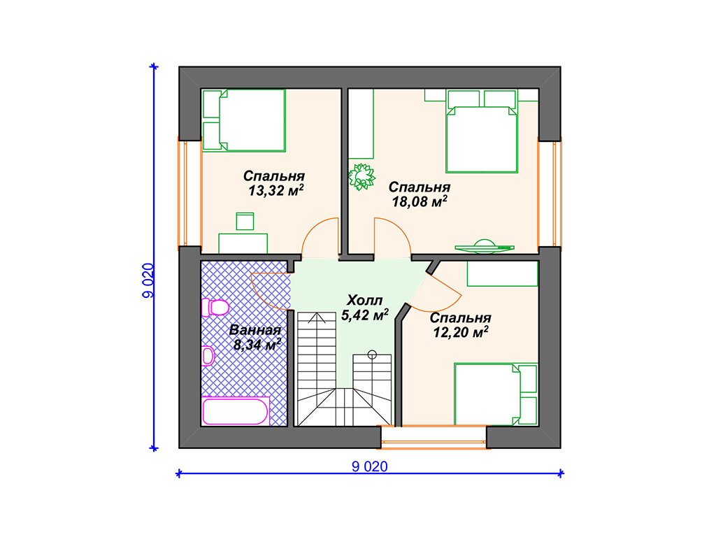 Интересный мансардный дом (9х10м). | Arplans.ru - проекты домов | Дзен