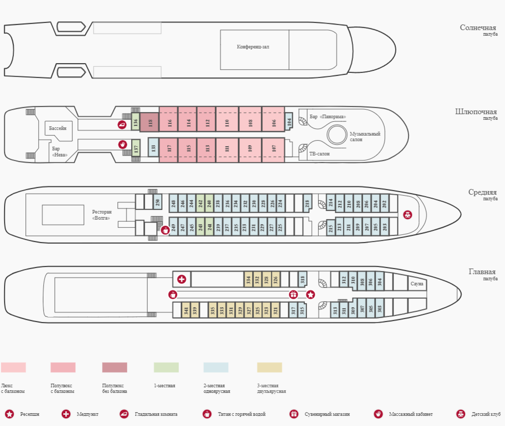 Схема теплоход "Лев Толстой"