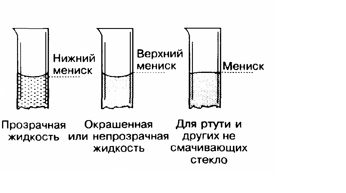 Наглядное изображение верхнего и нижнего мениска