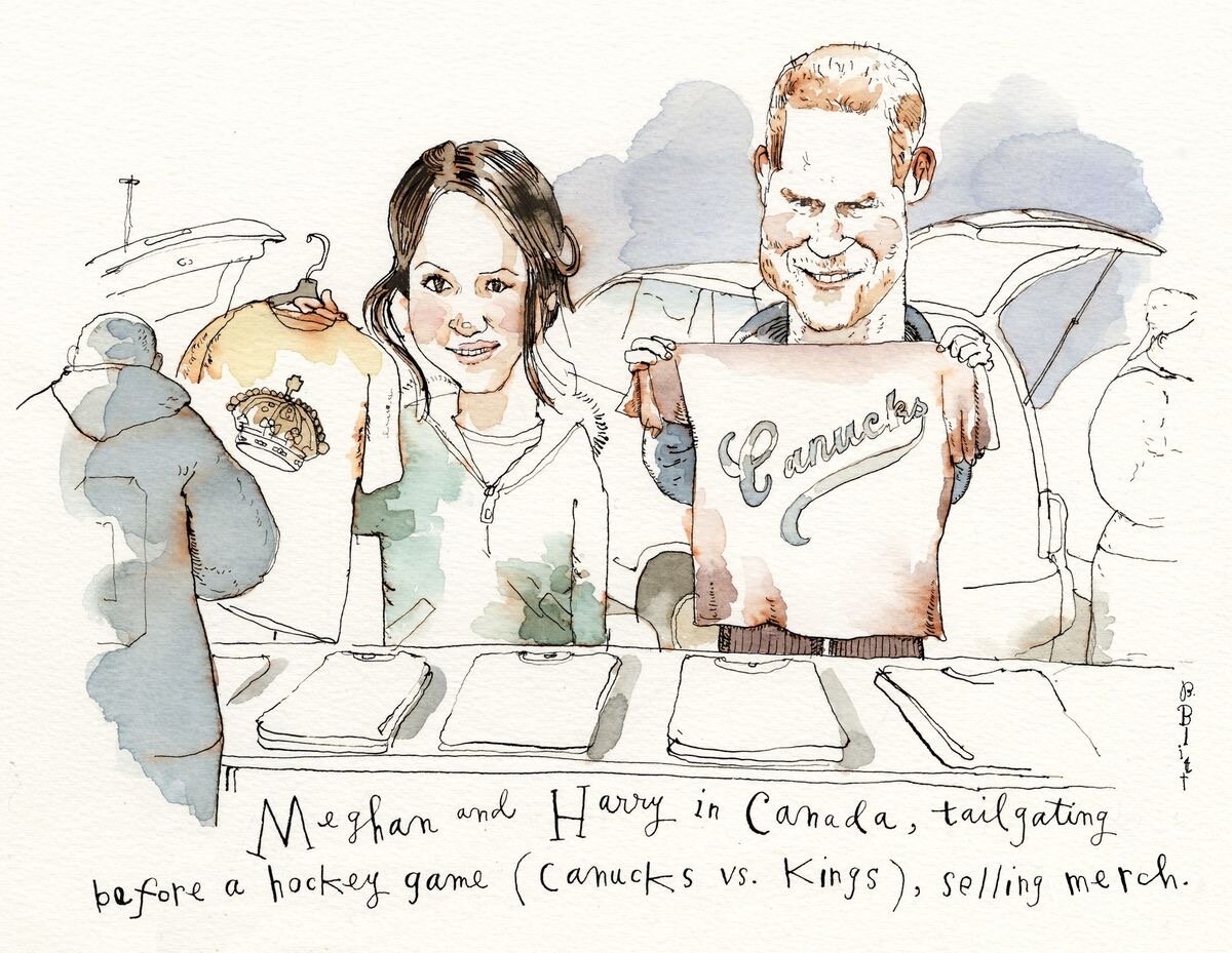 мерчи и самопиар Сассекских стали темой многих карикатуристов  в соцсетях