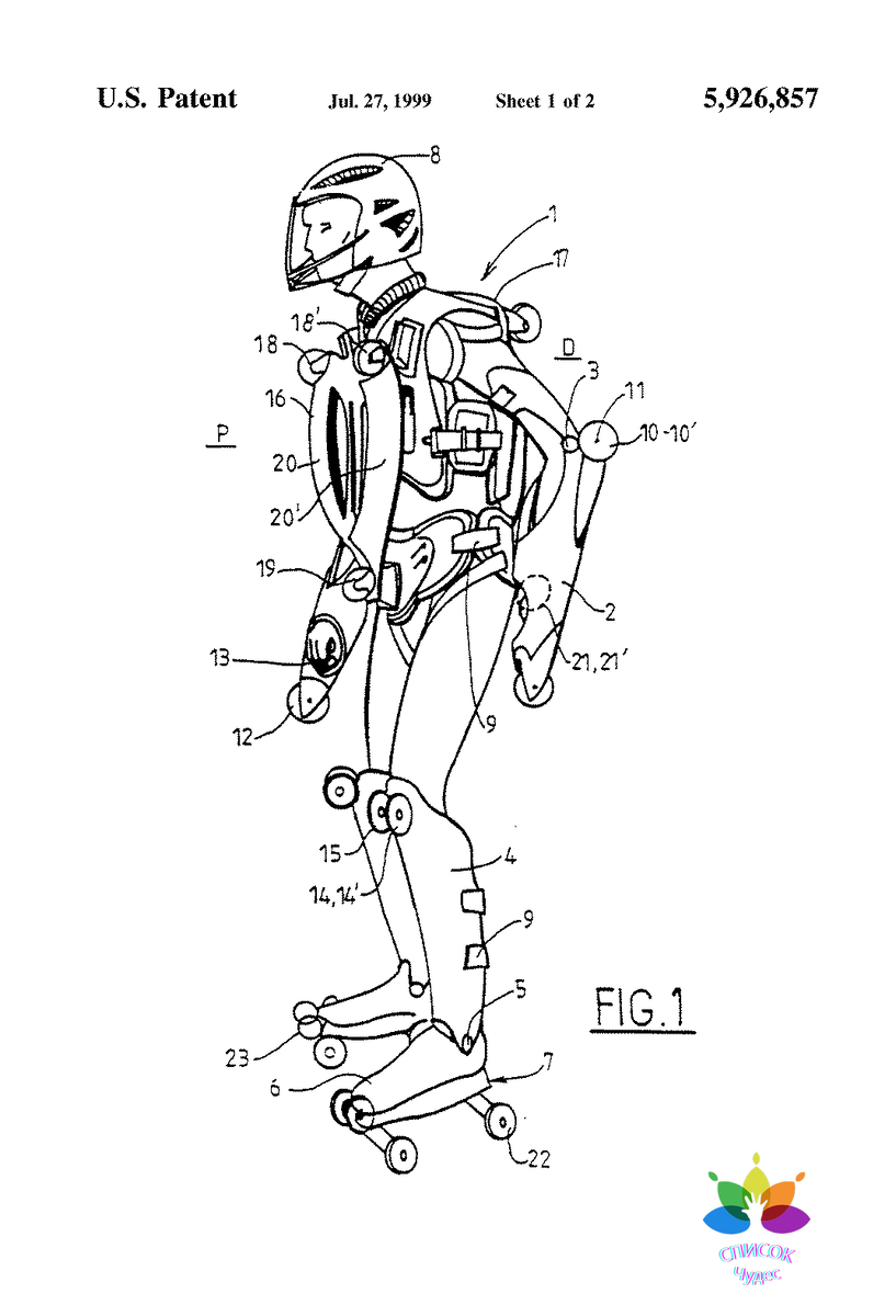 Жан-Ив Блондо "Броня с роликами", запатентовано 27 июля 1999 года