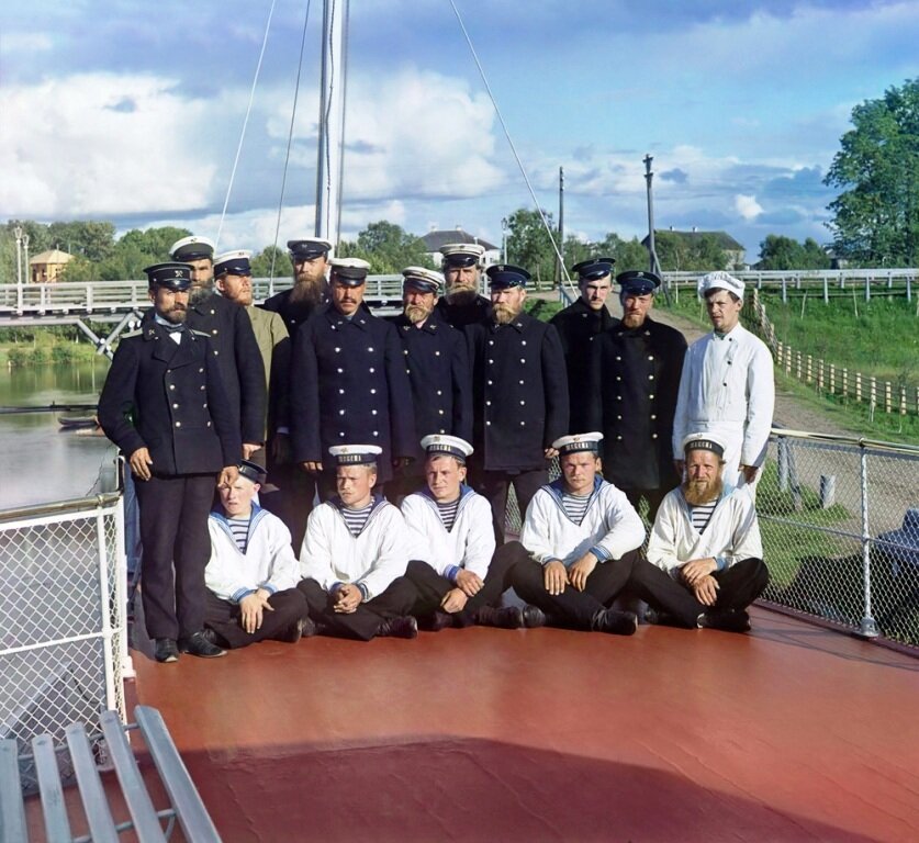 С. М. Прокудин-Горский. Команда парохода Шексна М.П.С. г. Вытегра. 1909 год 