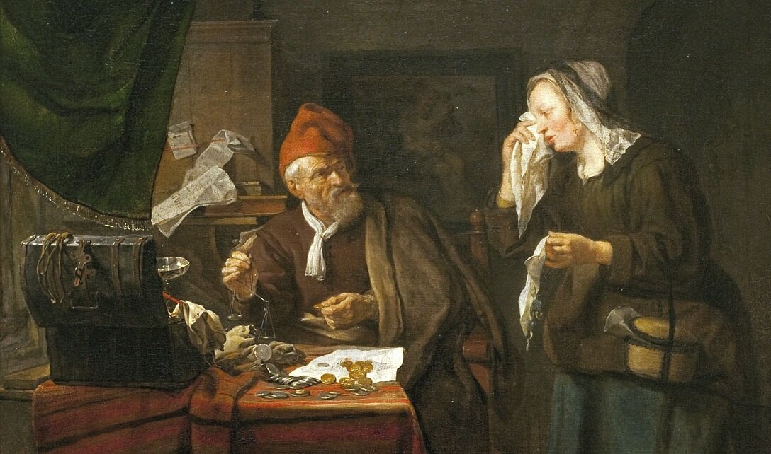 Габриэль Метсю, Ростовщик и плачущая женщина. 1654