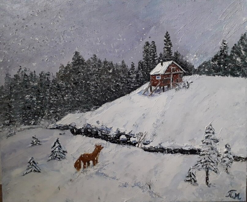 Попова Марина, Иркутск, Белая тишь (Саяны), холст, масло, 50х50