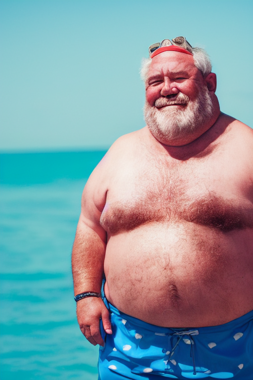 Толстый мужчина в плавках
