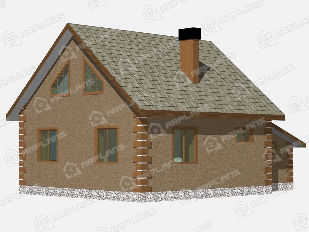 Фото 2 двухэтажного дома из блоков с мансардой, 3 спальнями, газовой котельной и гаражом. Общая площадь 118 кв м. Источник arplans.ru 
