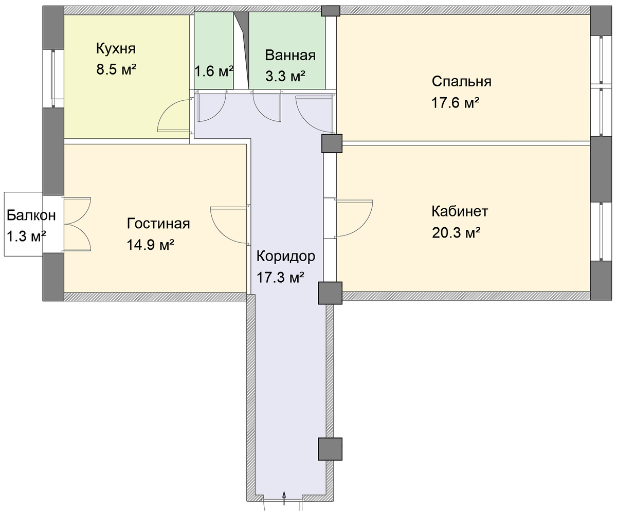 Перепланировка квартиры 83 м² в Сталинке. | 🔴 ТРИ ЛУЧА (проект интерьера)  | Дзен