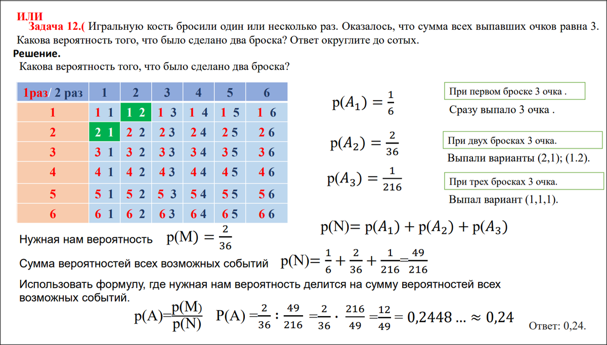 Теория вероятностей егэ профиль