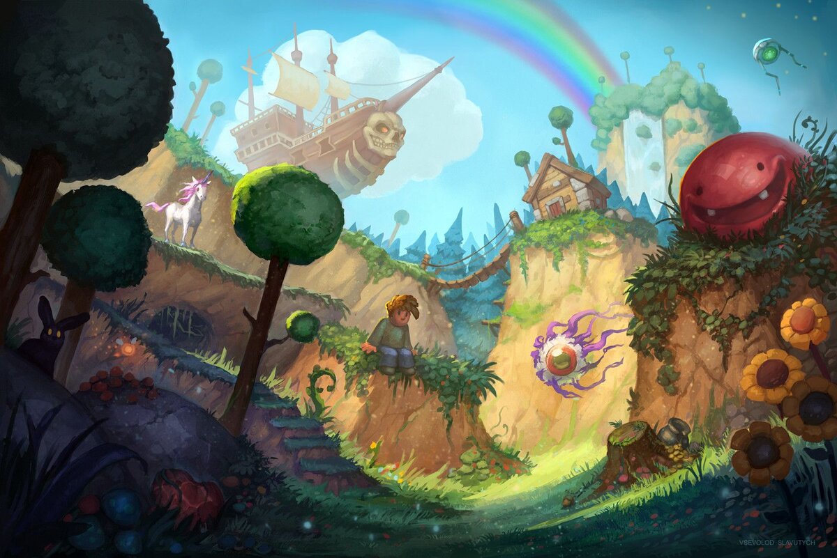 Арт по мотивам Terraria. Он ничуть не преуменьшает всего сказочного потенциала этой игры!