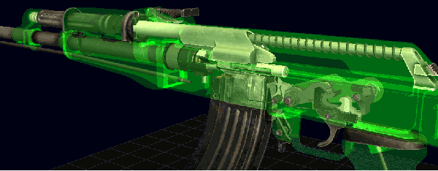  В таком рентген режиме можно посмотреть на движующиеся детали в момент выстрела в игре.