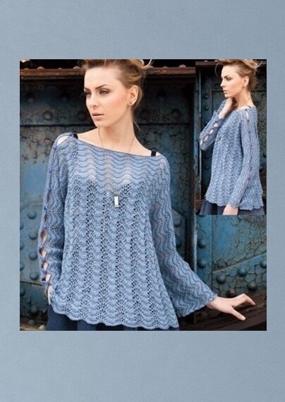 Вязаный джемпер с красивыми рукавами. Источник: https://store.vogueknitting.com/p-2361-boatneck-top.aspx.