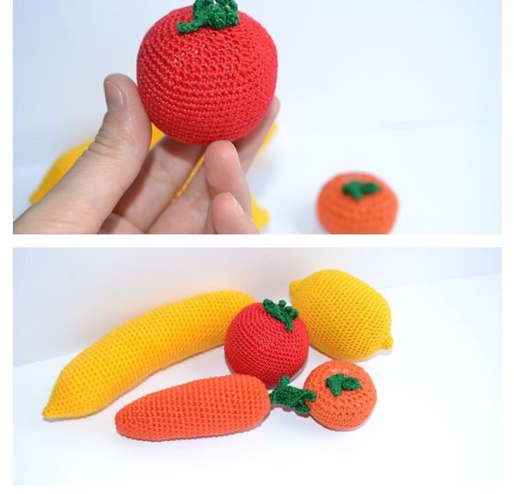 Вязаные овощи и фрукты( личное фото)