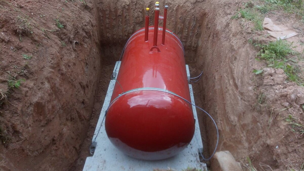 Процесс установки газгольдера объёмом 2700 литров