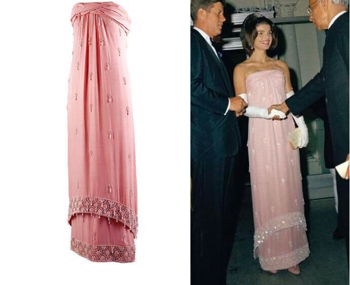 Платье, Олег Кассини, 1963, и Жаклин Кеннеди 1 августа 1963. (с) Президентская библиотека-музей Джона Ф. Кеннеди