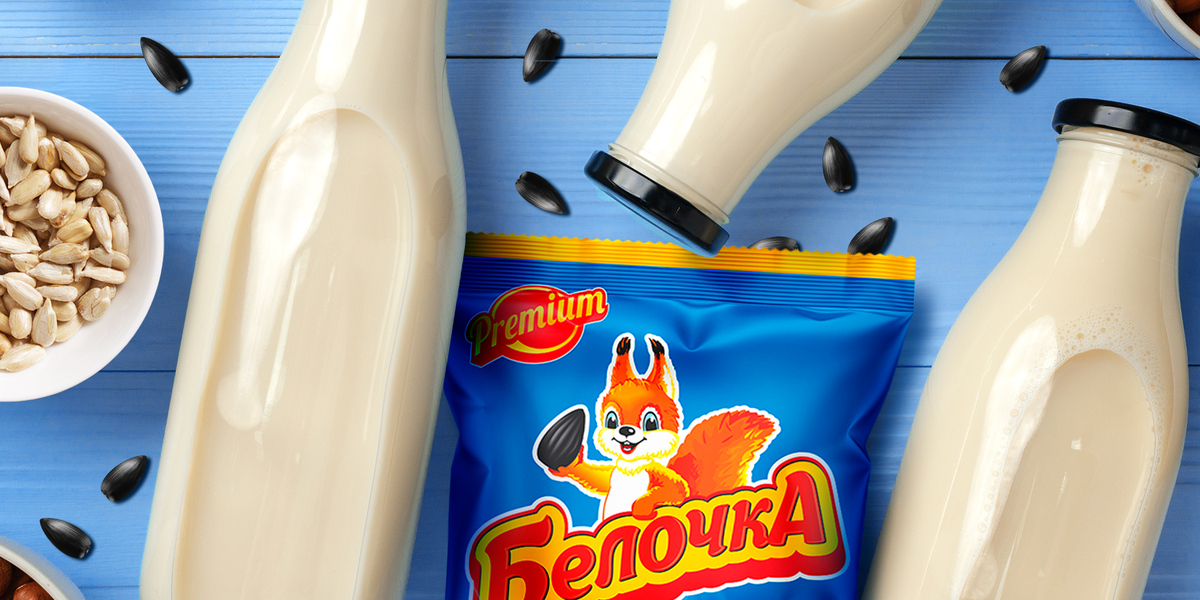 Молоко и семечки Белочка