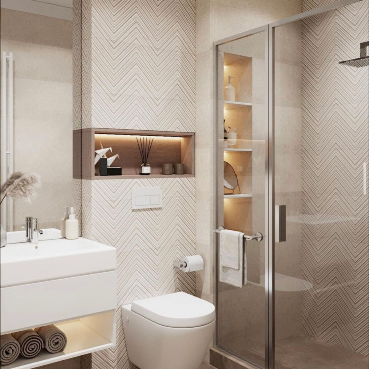 Современный интерьер ванной. Фото 1.