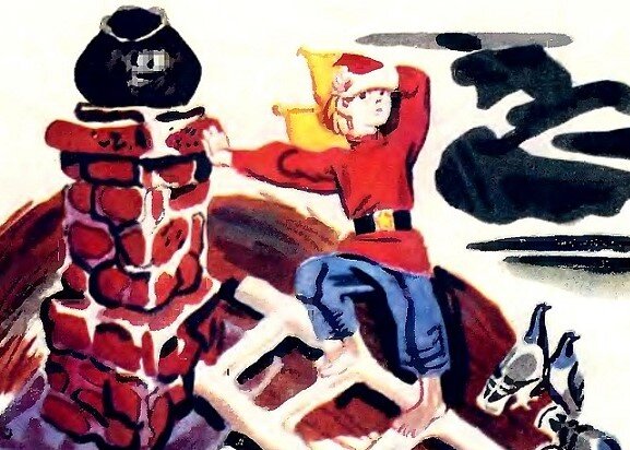 Мальчиш-Кибальчиш ждет прихода Красной Армии. Худ. В. Лосин
