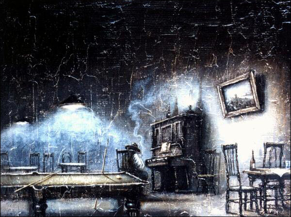 © Дмитрий Ленков. Крошка, возвращайся в Чикаго. Дерево, масло, 50х60, 2009.