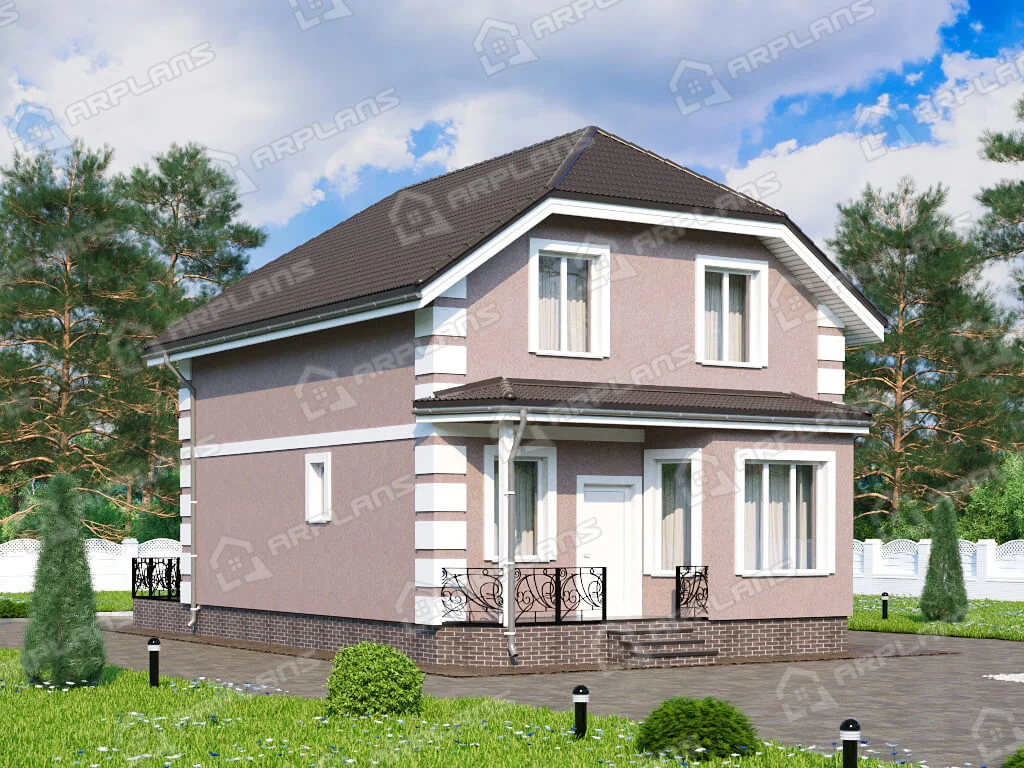 Фото 1 двухэтажного дома из газобетона. Источник arplans.ru Проект К-322 