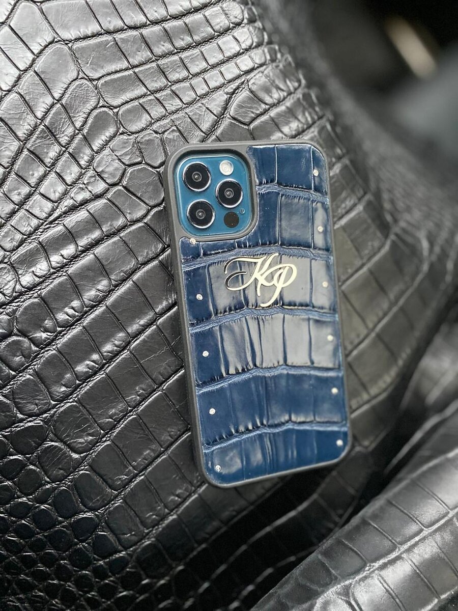 Противоударный дорогой чехол из кожи крокодила с инициалами Mobcase 1369 для iPhone 12 Pro Max