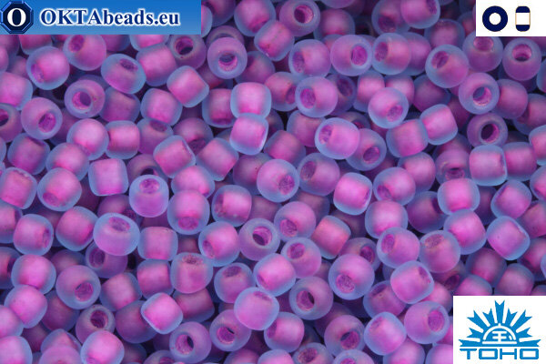 Пример бисера с внутренним окрашиванием: TOHO Beads Inside-Color Frosted Aqua/Purple Lined(252FM) 