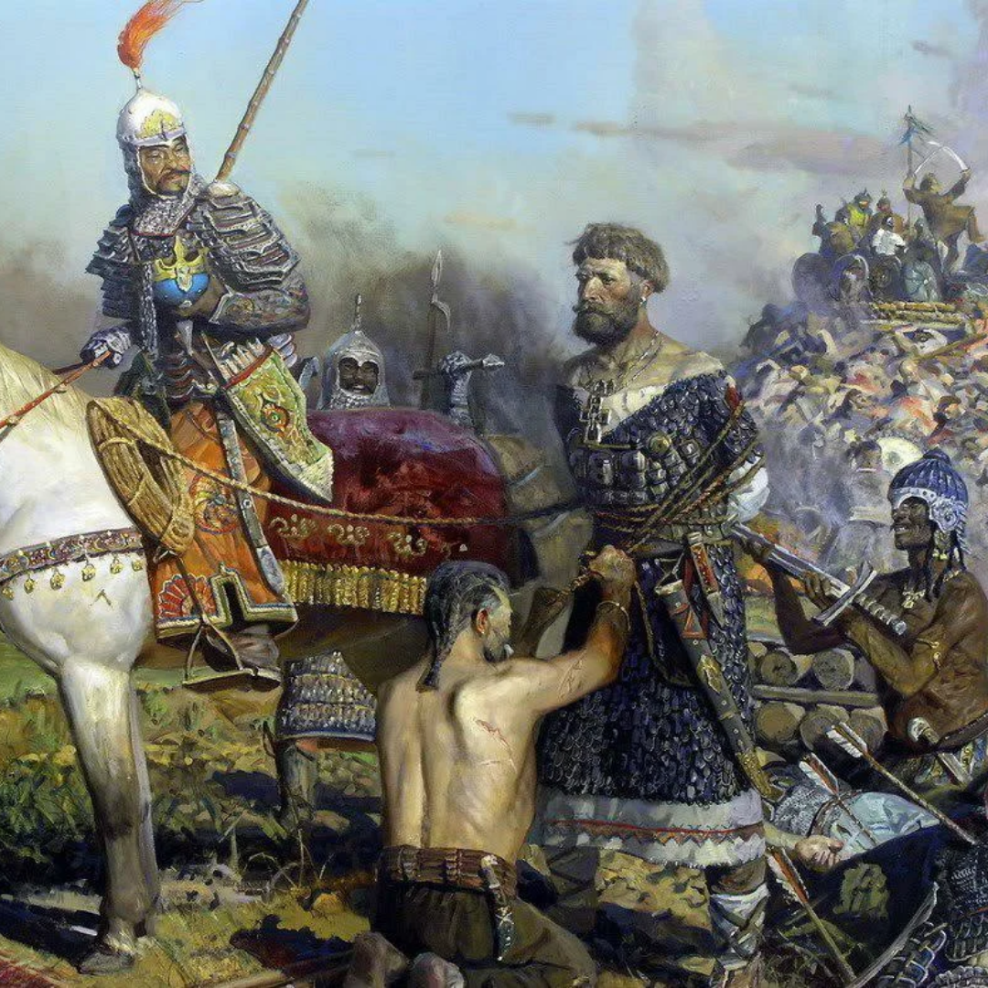 Битвы руси. Пир монголов на реке Калке картина. Битва на Калке 1223. Казнь князей после битвы на Калке