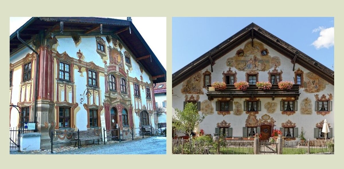 Роспись под имитацию великолепных дворцов, Обераммергау, Германия