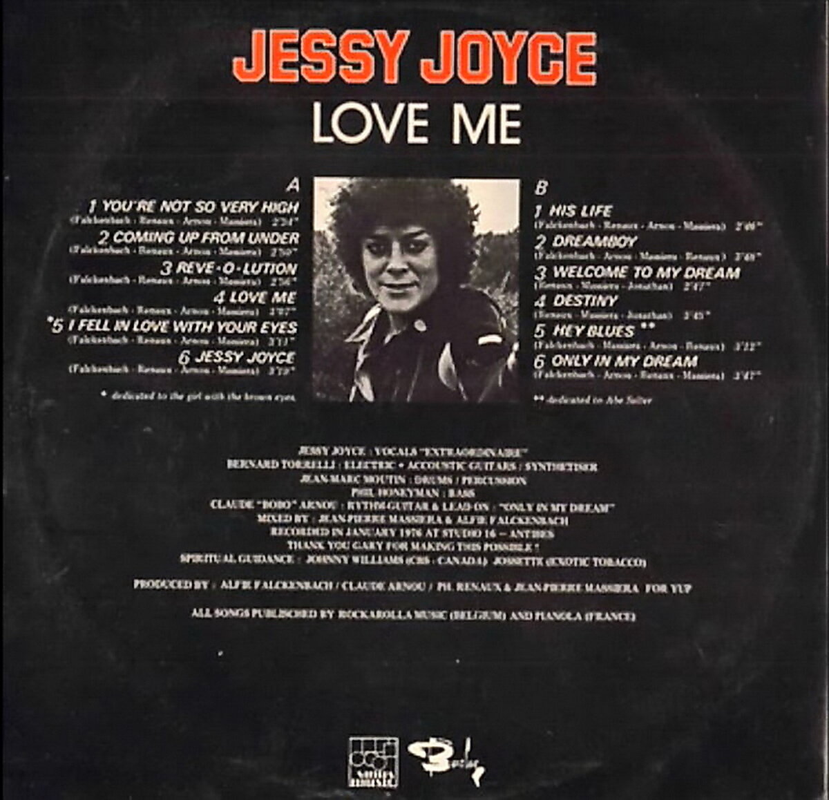 Jessy Joyce. Love Me 1976. Back.Обложка альбома.