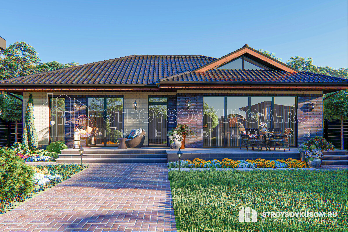 Главный фасад дома в проекте