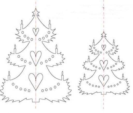 Шаблоны елки для вырезания (распечатки) из бумаги к Новому 2024 году