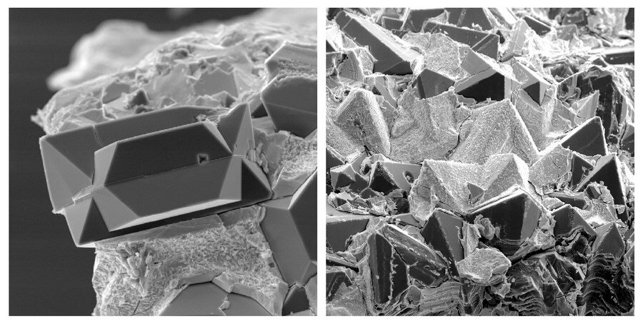 Структура синтезированного алмаза.