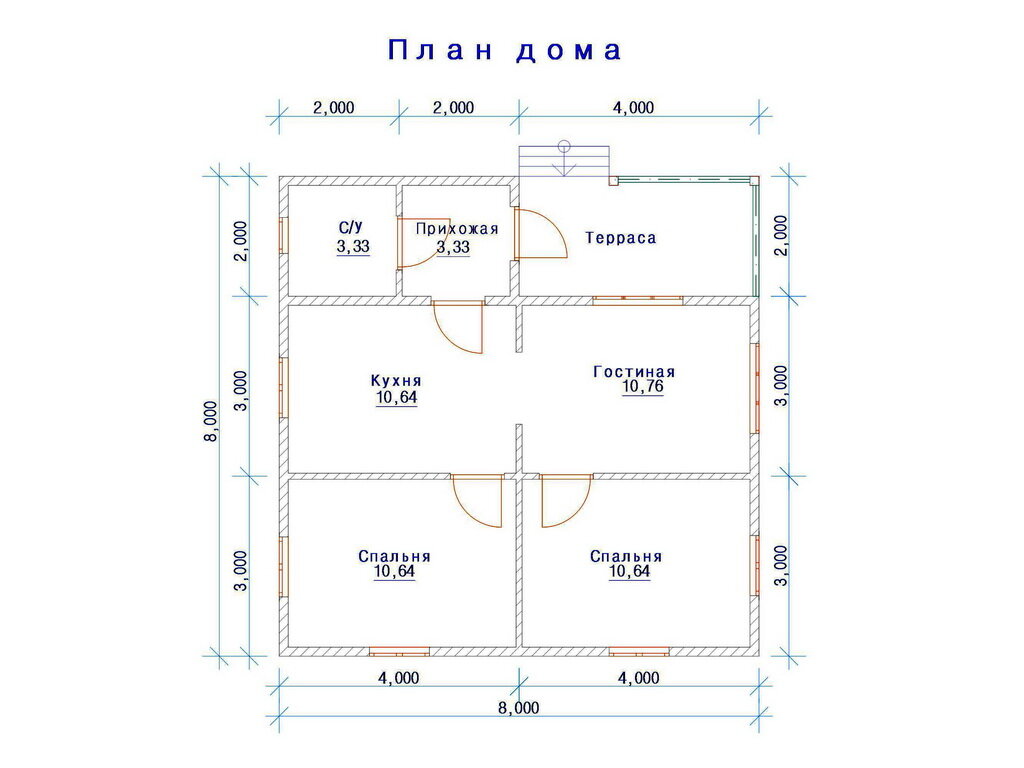Небольшие спальни, кухня-гостиная, С/У, тамбур и терраса. Фото взято из открытого доступа Я.Картинки.