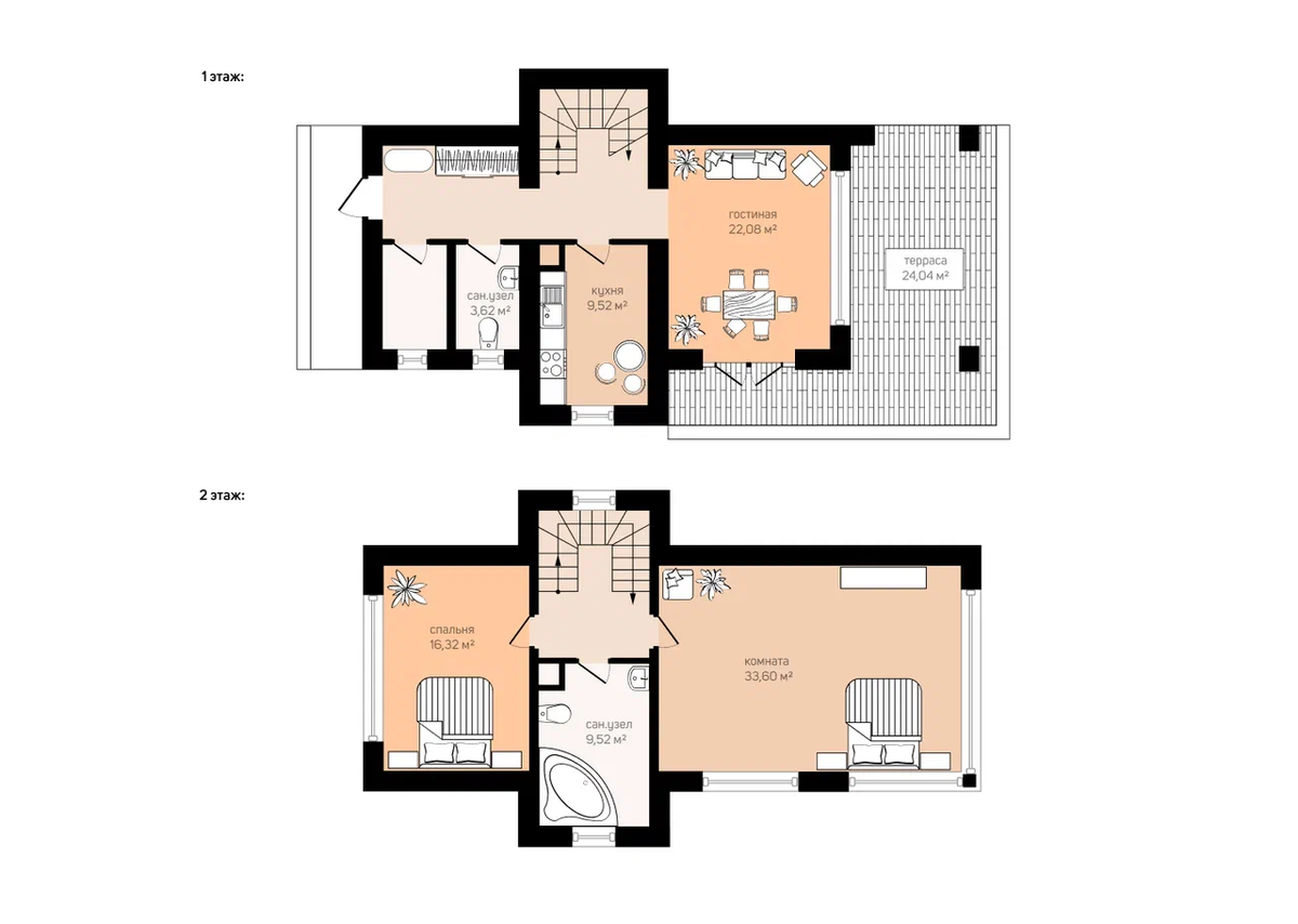 планировка двух этажей