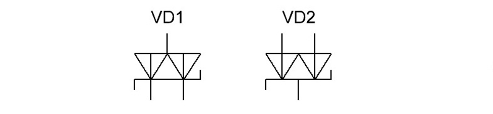 Рис. 1. УГО выпрямительных блоков на диодах Шоттки.