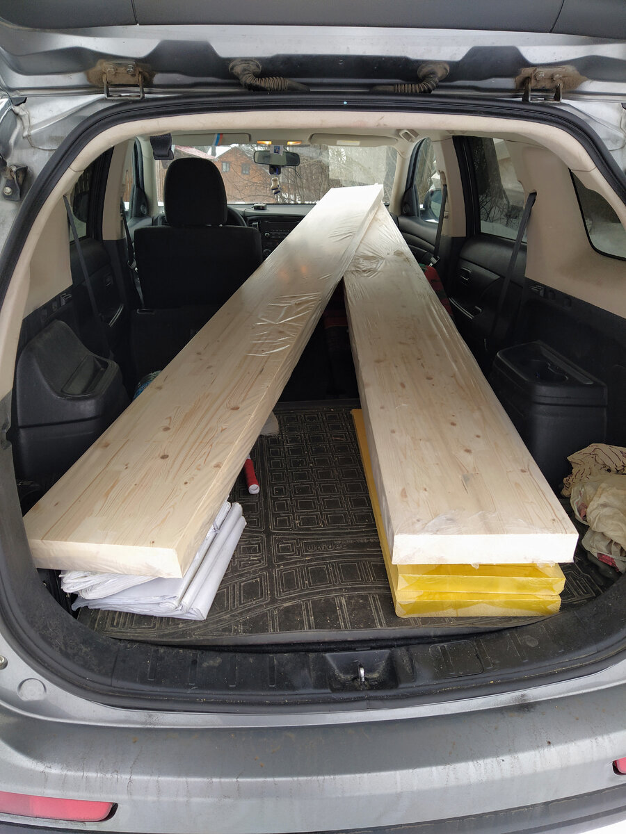 Пример вместимости. Везу тетиву для будущей лестницы.