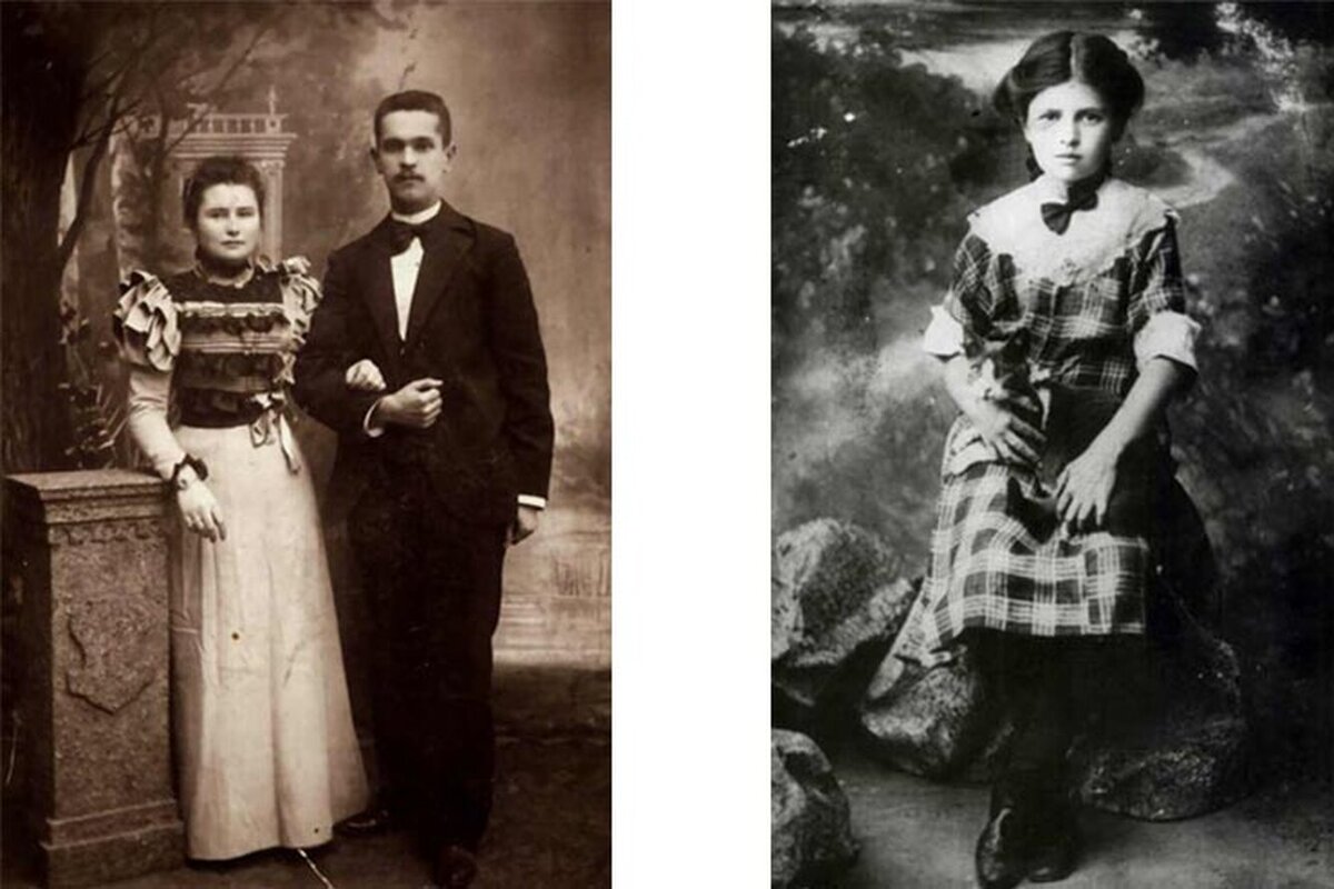 Родители Елены Благининой и юная Алёна. Курской Мариинской гимназии