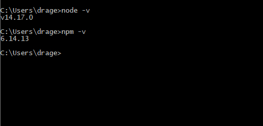 Проверка корректности установки и просмотр версии Node.js и npm