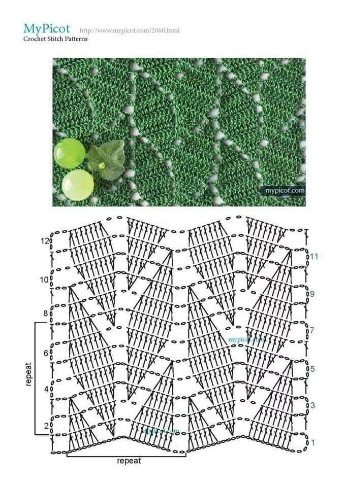 Схема крючком ажурные листья