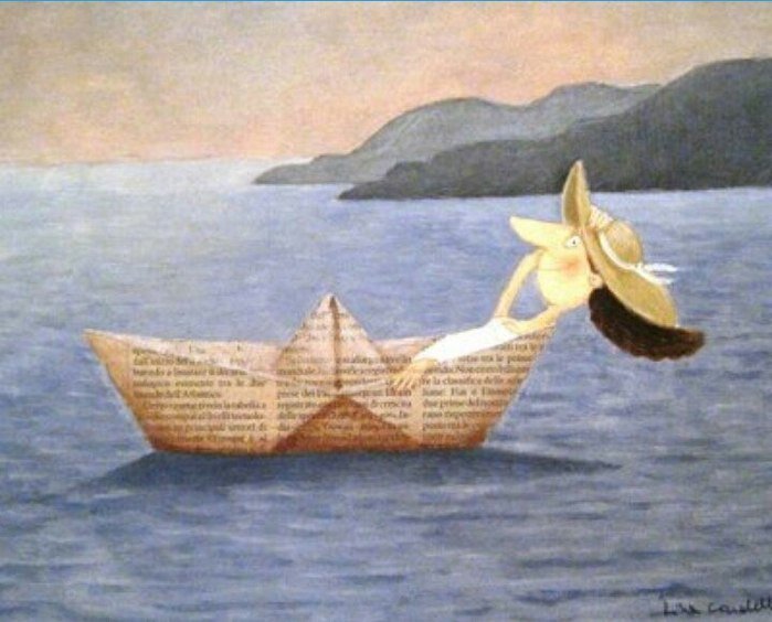 Я мечтала о морях и кораллах,
Я поесть хотела суп черепаший,
Я шагнула на корабль, а кораблик
Оказался из газеты вчерашней...