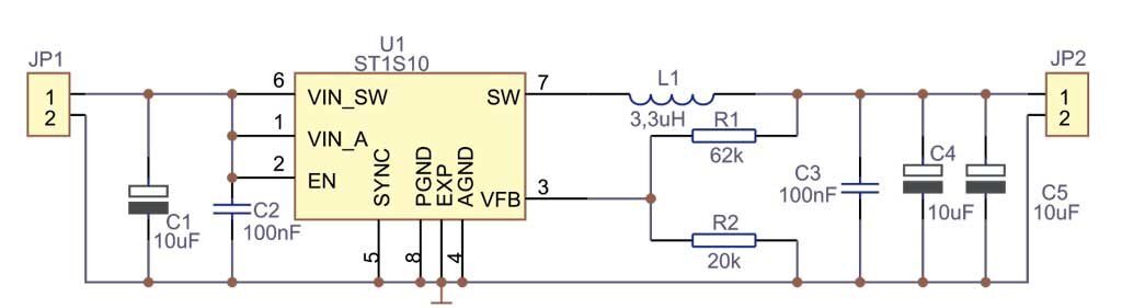 Схема импульсного стабилизатора напряжения на ST1S10