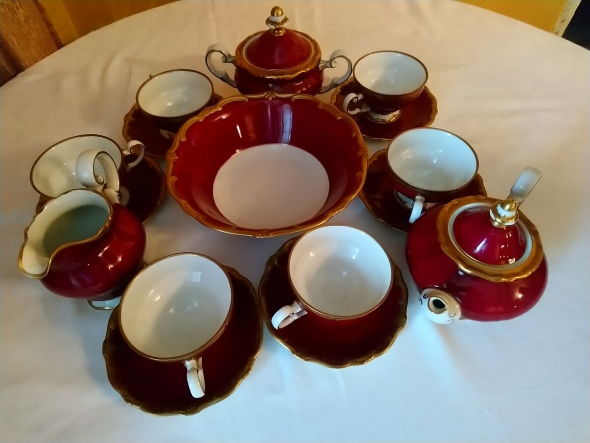 Чайный фарфоровый сервиз Weimar Porzellan- производства ГДР